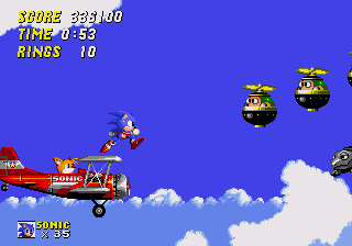 badniks are plentiful, but the Sky Chase Zone is easier than previous levels and offers some respite